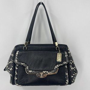 Coach Bag Madison Madeline Python Leather Satchel Purse Black White J1393-27841